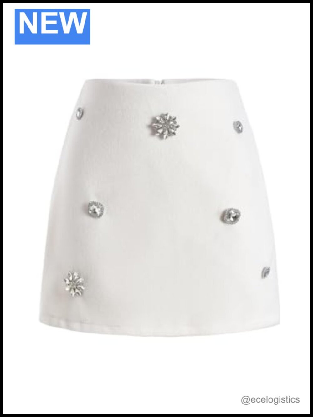 Rhinestone High Waisted A Line Mini Skirt Party Night Out
